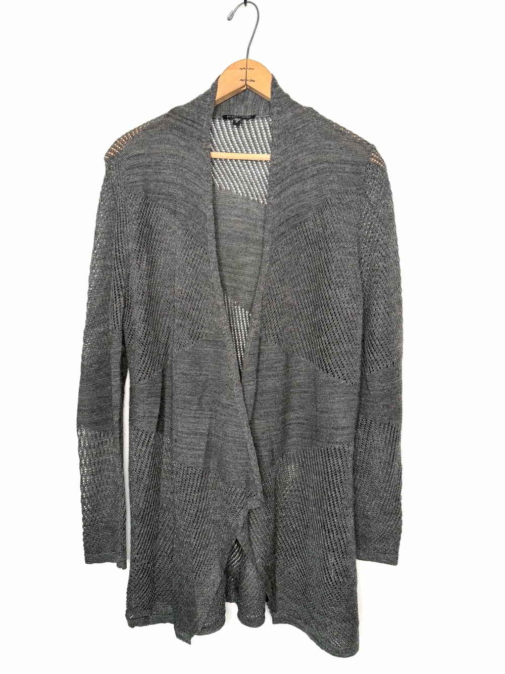 Eileen Fisher Women’s Merino Wool Drapey Gray Metallic Long Cardigan Sweater M